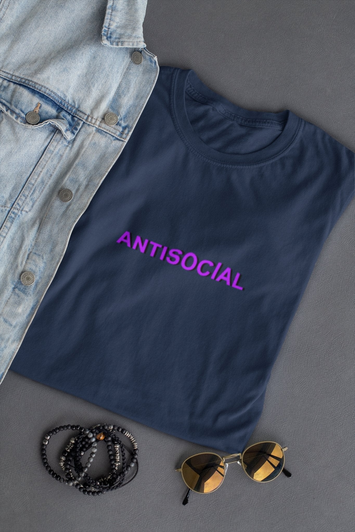 Antisocial Minimal Women Half Sleeves T-shirt- FunkyTradition - Funky Tees Club