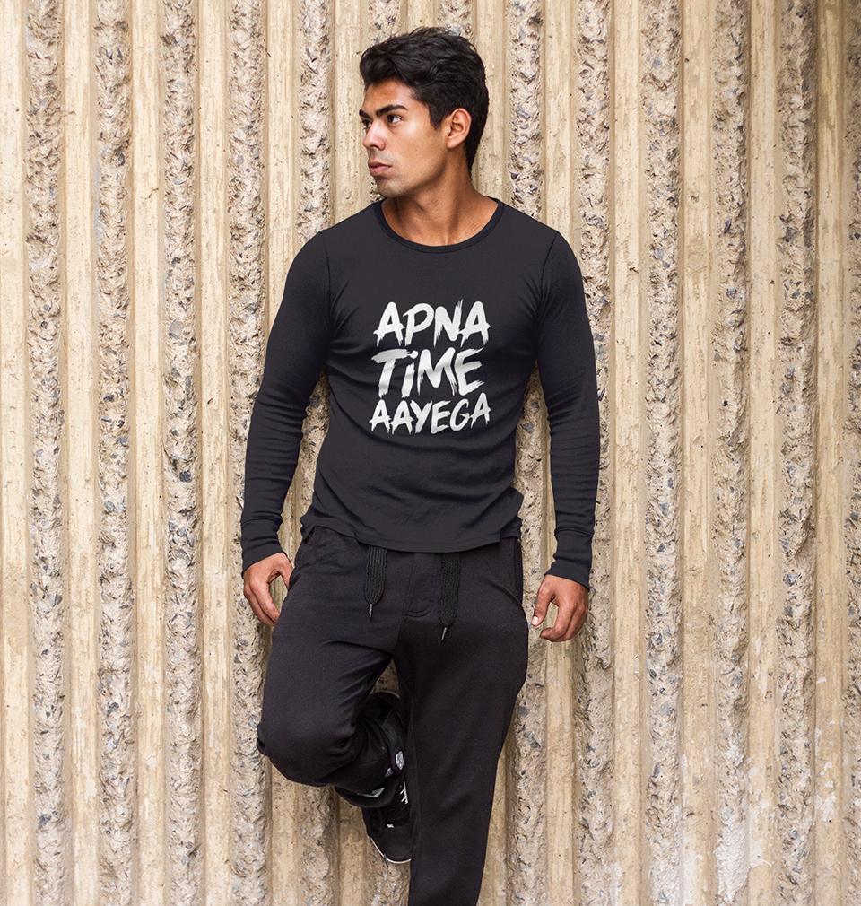 Apna Time Aayega Full Sleeves T-Shirt For Men-FunkyTradition - FunkyTradition