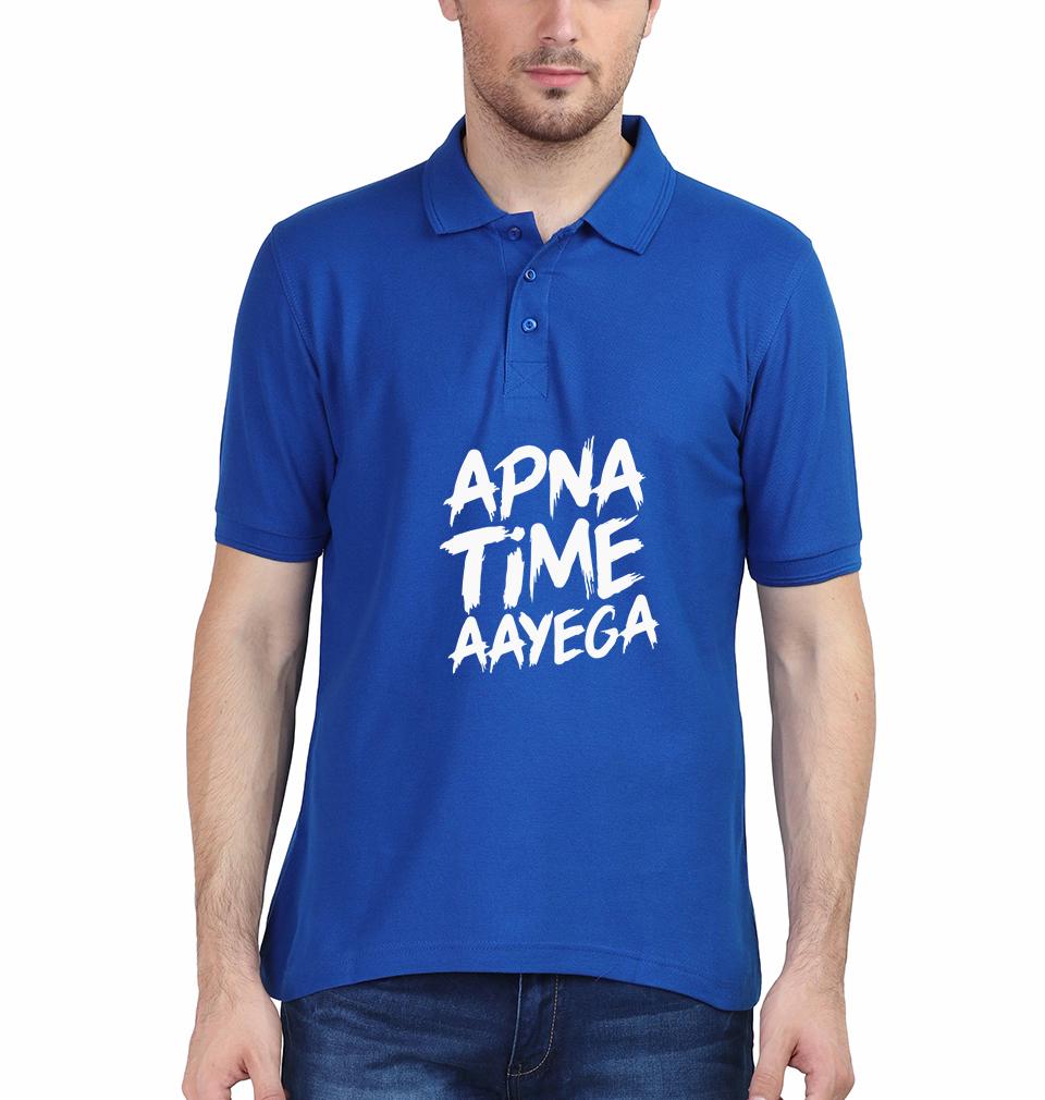 Apna Time Aayega Half Sleeves Polo T-shirt For Men -FunkyTradition - FunkyTradition