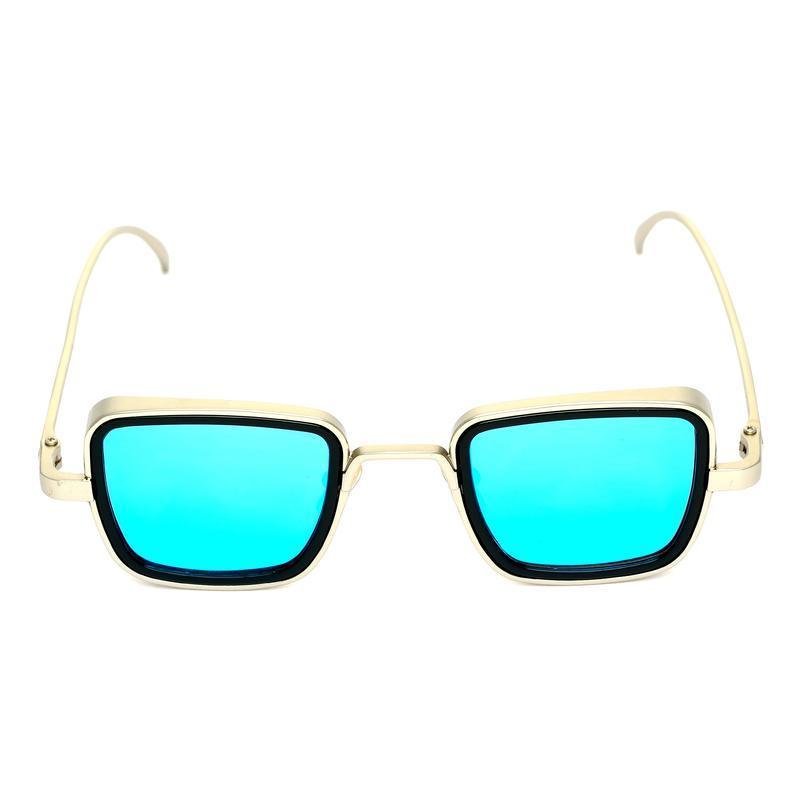 Aqua Blue And Silver Retro Square Sunglasses For Men And Women-FunkyTradition - FunkyTradition