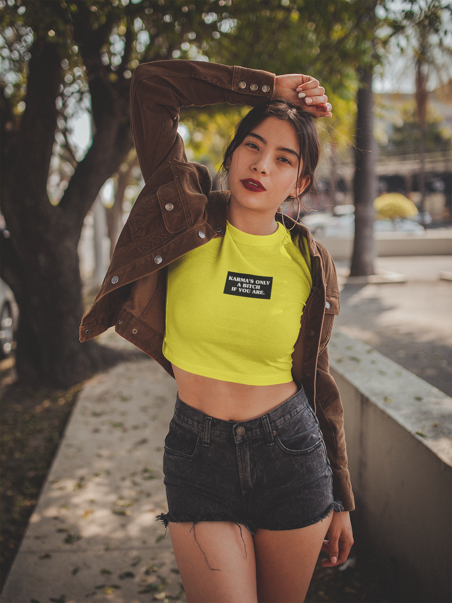 asian girl wearing a crop top template posing at a park a19316 e58a1225 4914 4db3 90d6 f426f66c3b11