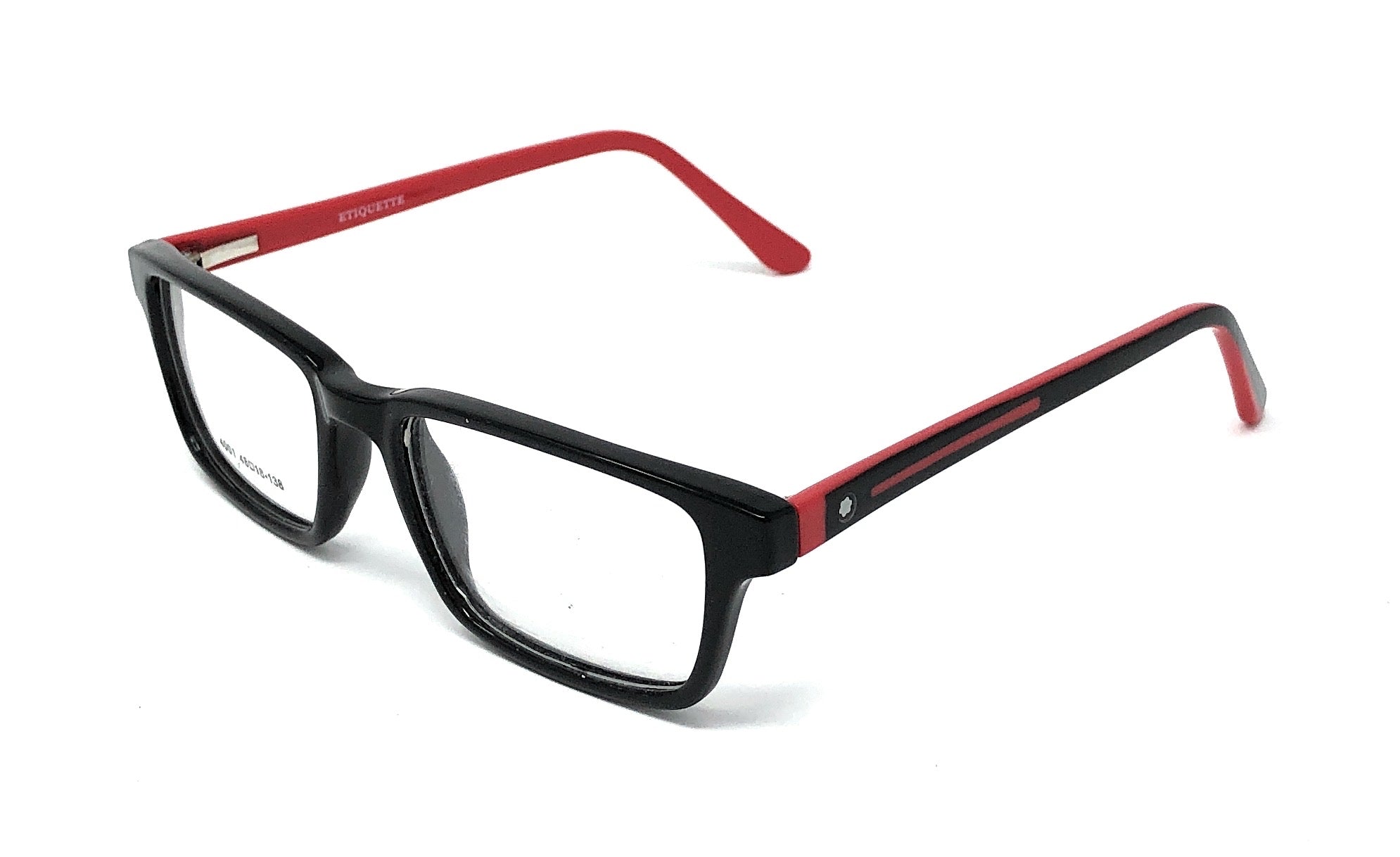 New Stylish Red Black Rectangle Spectacle Eye Frames-FunkyTradition