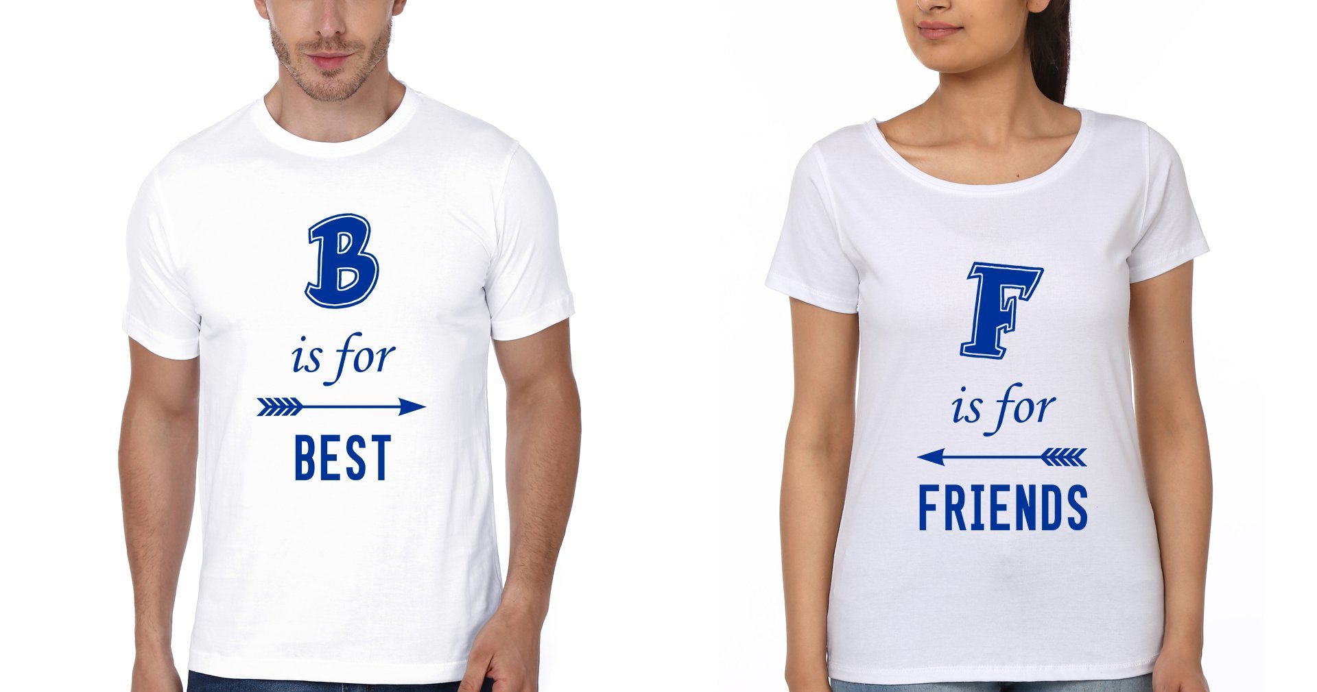 B for Best BFF Half Sleeves T-Shirts-FunkyTradition - FunkyTradition