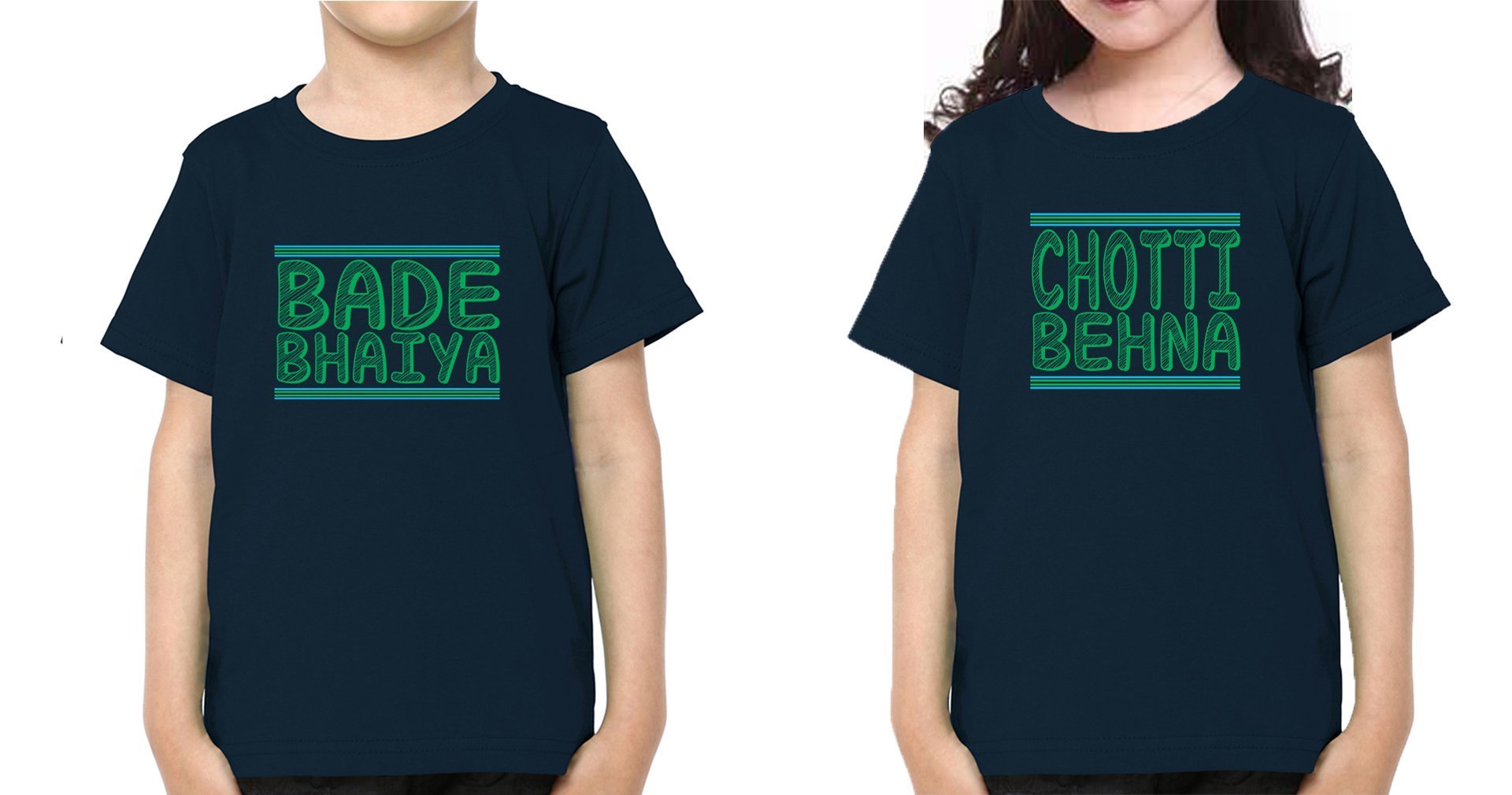 Bade Bhaiya Choti behna Brother-Sister Kid Half Sleeves T-Shirts -FunkyTradition - FunkyTradition
