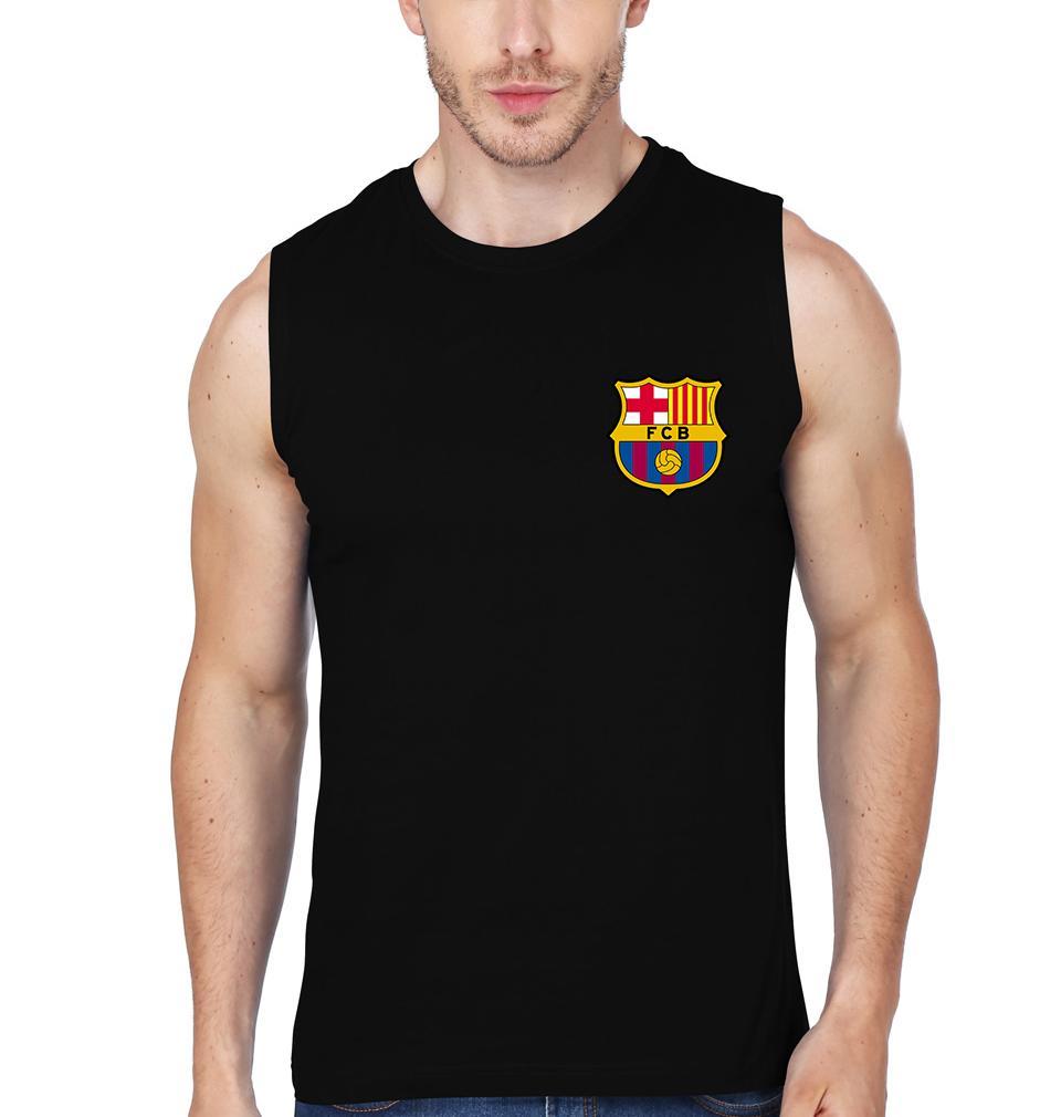 Barcelona Logo Men Sleeveless T-Shirts-FunkyTradition - FunkyTradition