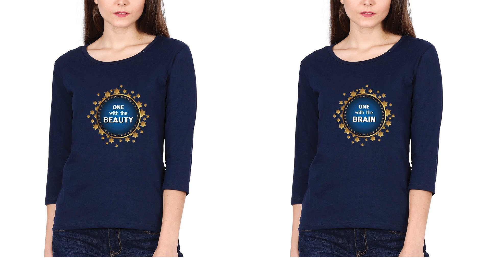 Beauty & Brain Sister Sister Full Sleeves T-Shirts -FunkyTradition - FunkyTradition