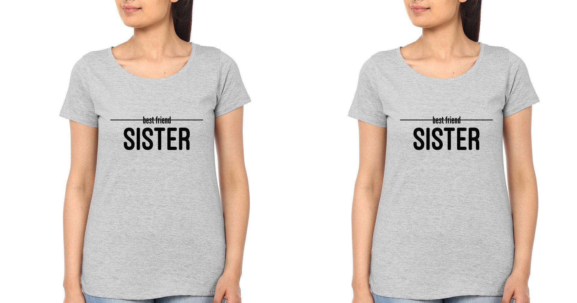 Best Friend Sister BFF Half Sleeves T-Shirts-FunkyTees - Funky Tees Club