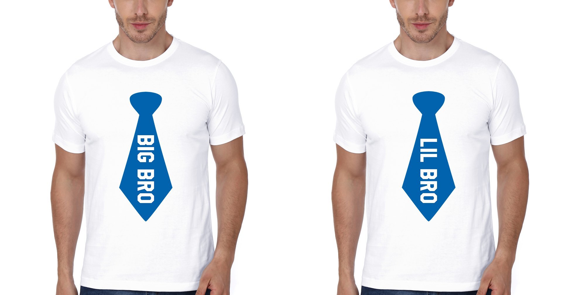 Big Bro Lil Bro Blue Tie Brother-Brother Half Sleeves T-Shirts -FunkyTradition - FunkyTradition