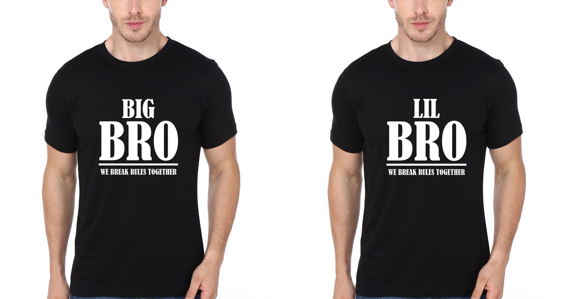 Big Bro & Lil Bro We Break Rules Together Brother-Brother Half Sleeves T-Shirts -FunkyTradition - FunkyTradition