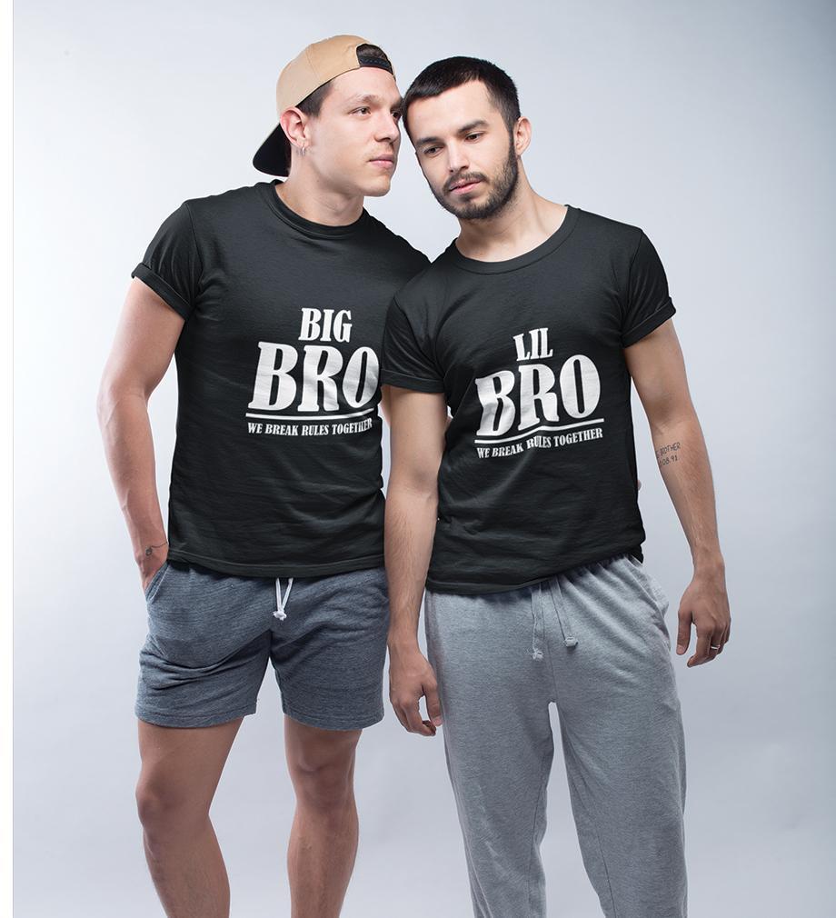 Big Bro & Lil Bro We Break Rules Together Brother-Brother Half Sleeves T-Shirts -FunkyTradition - FunkyTradition