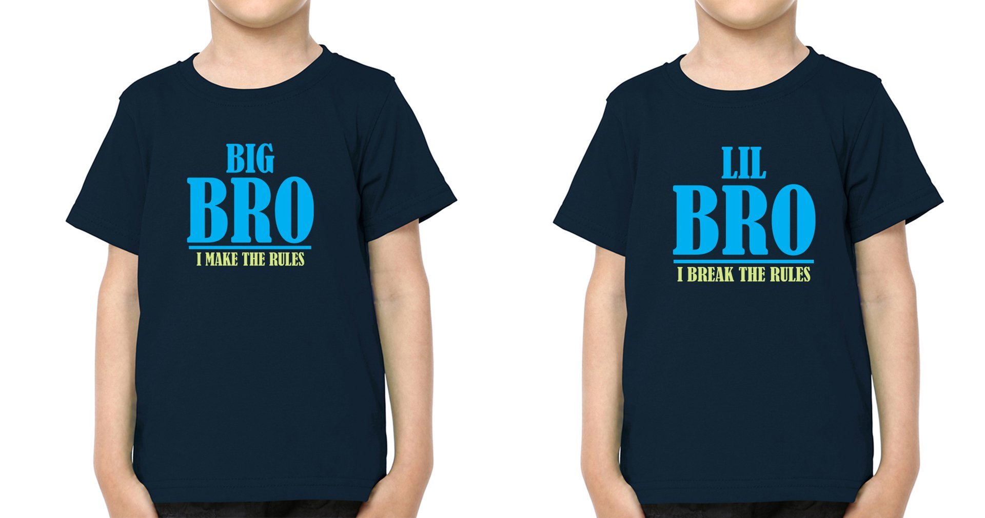 Big Bro Make The Rules Lil Bro break The Rules Brother-Brother Kids Half Sleeves T-Shirts -FunkyTradition - FunkyTradition