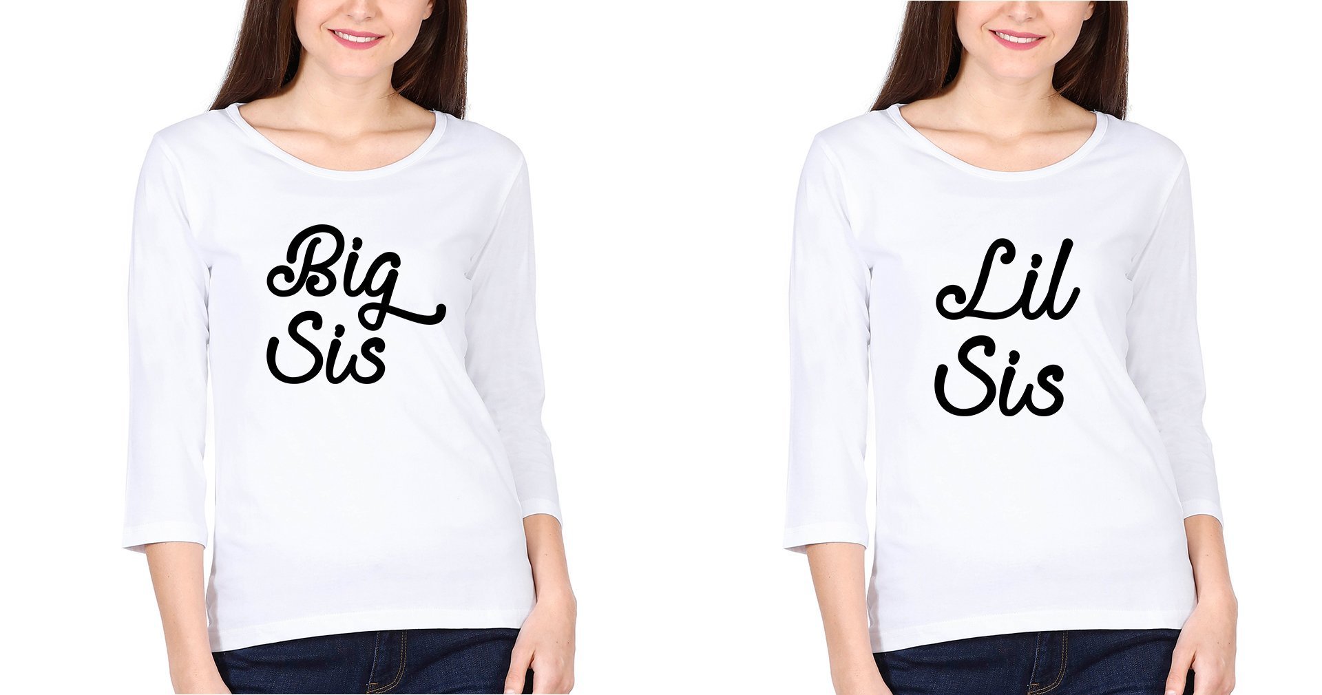 Big Lil Sis Sister Sister Full Sleeves T-Shirts -FunkyTradition - FunkyTradition