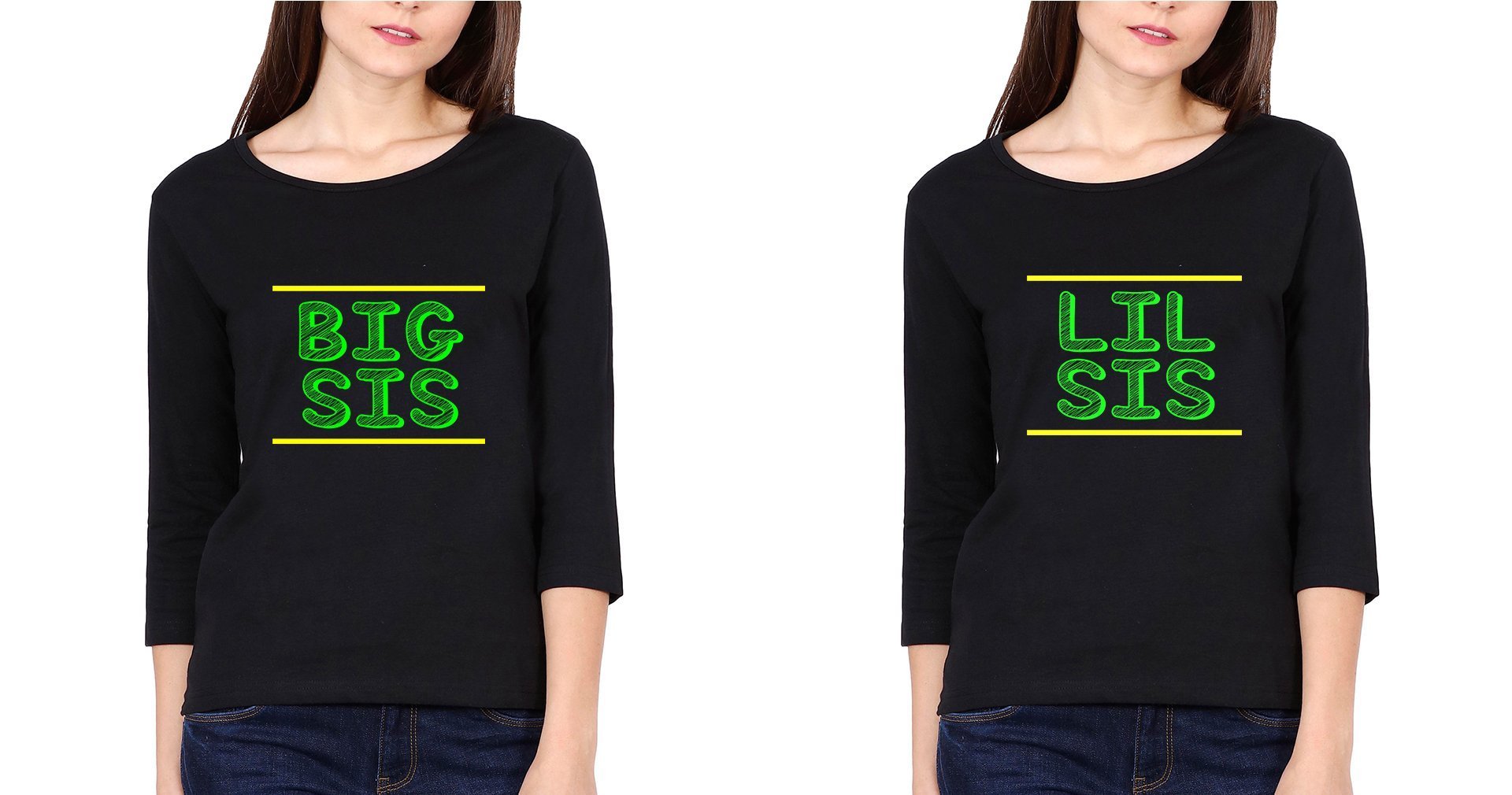 Big Sis Lil Sis Sister Sister Full Sleeves T-Shirts -FunkyTradition - FunkyTradition