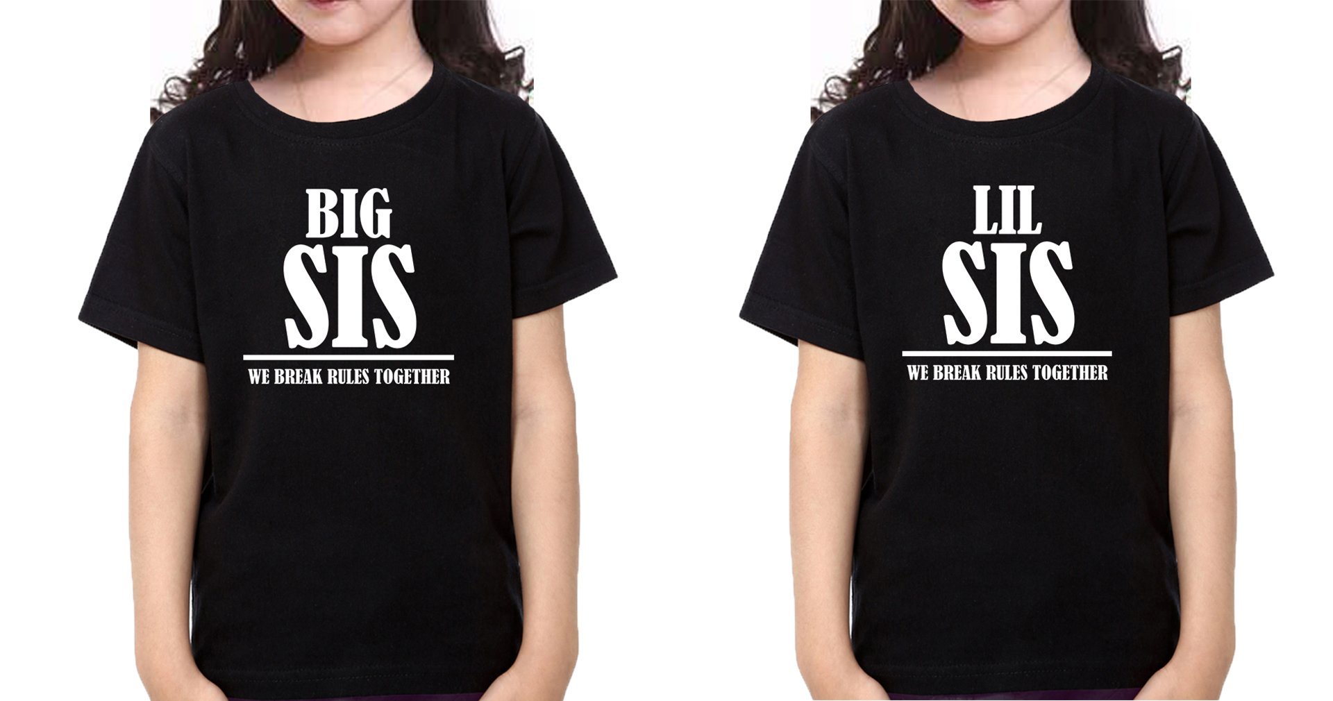 Big Sis Lil sis Sister-Sister Kids Half Sleeves T-Shirts -FunkyTradition - FunkyTradition