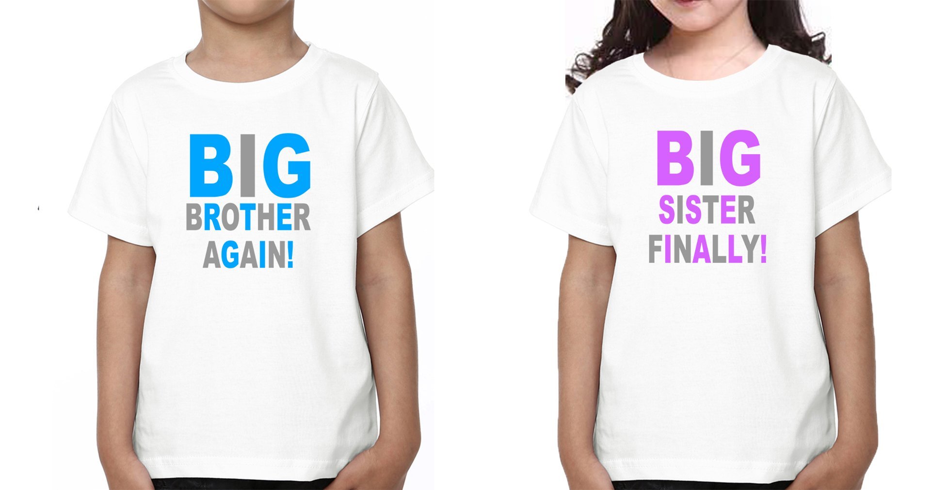 Big Sister Finally Big Brother Again Brother and Sister Matching T-Shirts- FunkyTradition - FunkyTradition