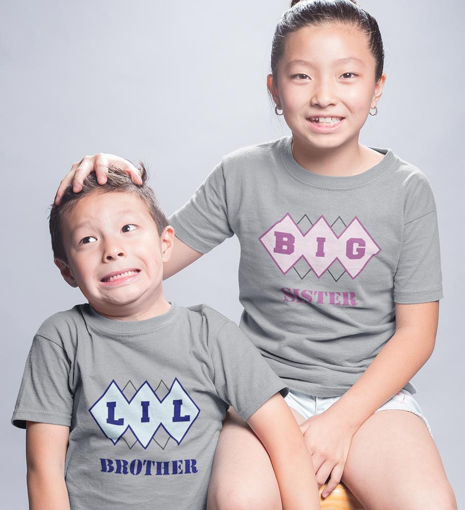 Big Sister Lil Brother-Sister Kid Half Sleeves T-Shirts -FunkyTradition - FunkyTradition