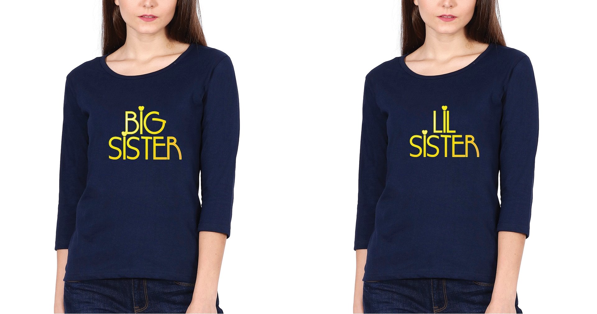 Big Sister Lil Sister Sister Full Sleeves T-Shirts -FunkyTradition - FunkyTradition