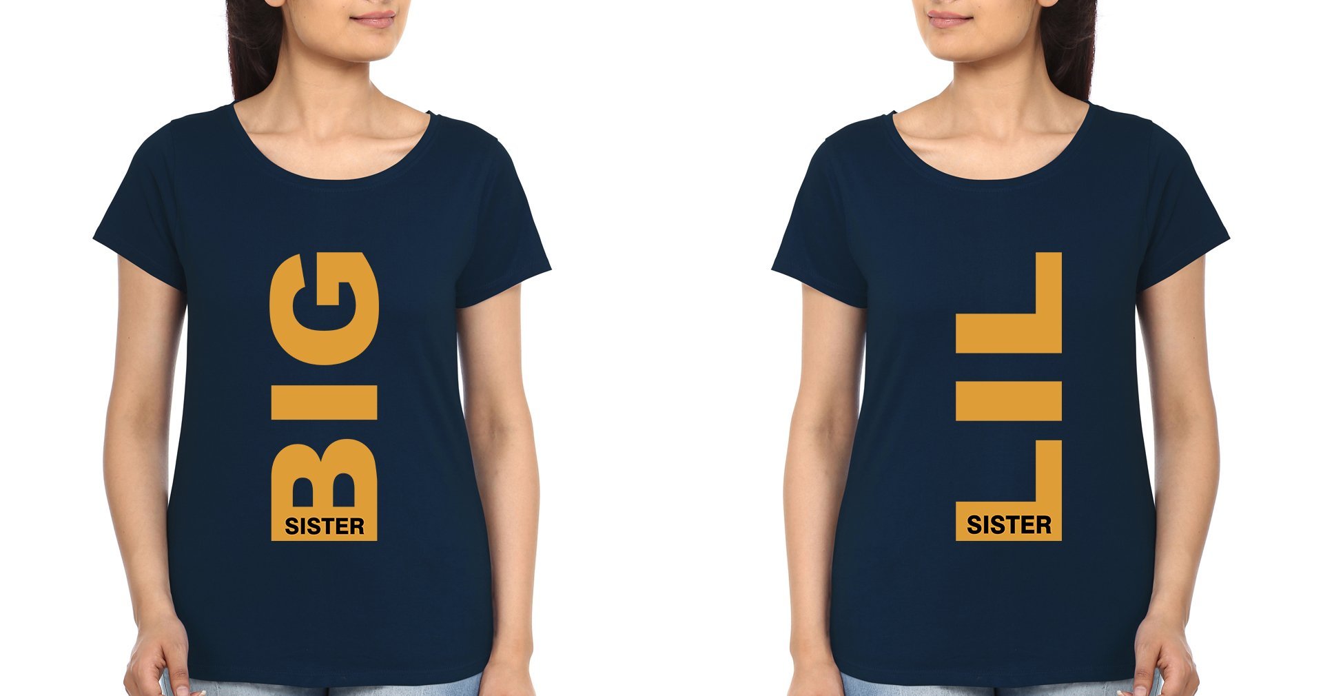 Big Sister Lil Sister Sister Half Sleeves T-Shirts -FunkyTradition - FunkyTradition