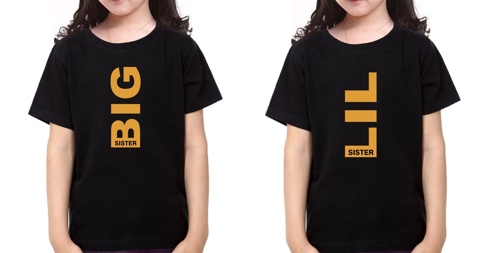 Big Sister Lil Sister-Sister Kids Half Sleeves T-Shirts -FunkyTradition - FunkyTradition