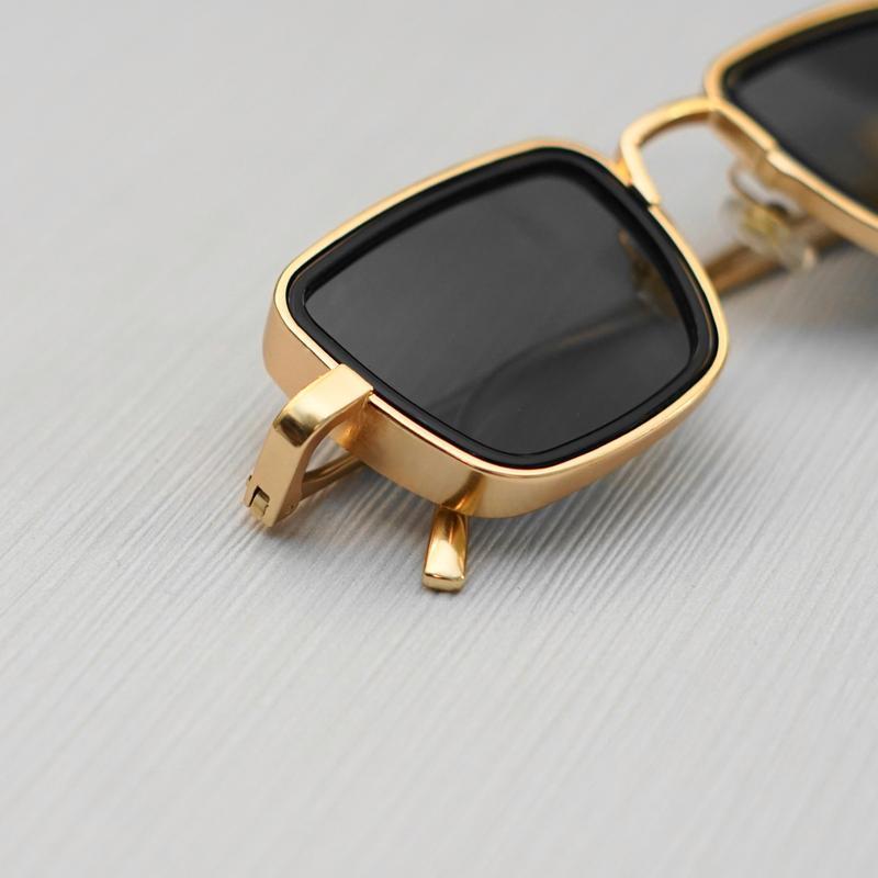 Black And Gold Retro Square Sunglasses For Men And Women-FunkyTradition - FunkyTradition