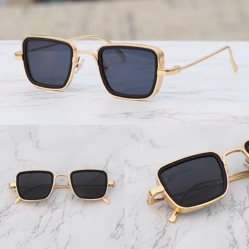Black and Gold Retro Square Sunglasses For Men And Women-FunkyTradition - FunkyTradition
