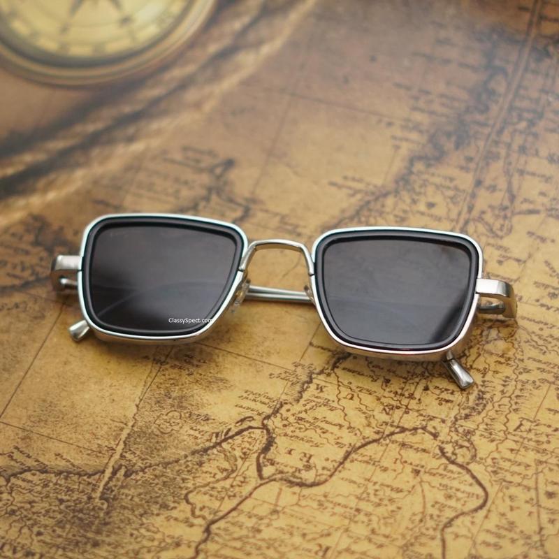 Black And Silver Retro Square Sunglasses For Men And Women-FunkyTradition - FunkyTradition