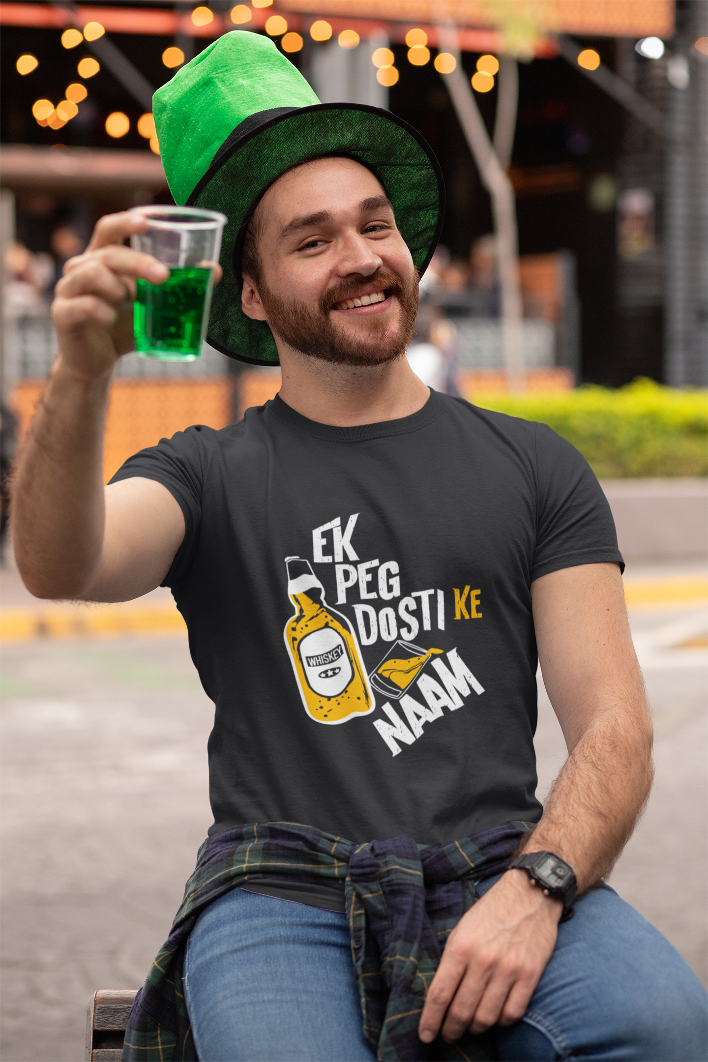 Ek Peg Dosti Ke Naam Pub And Beer Mens Half Sleeves T-shirt- FunkyTradition