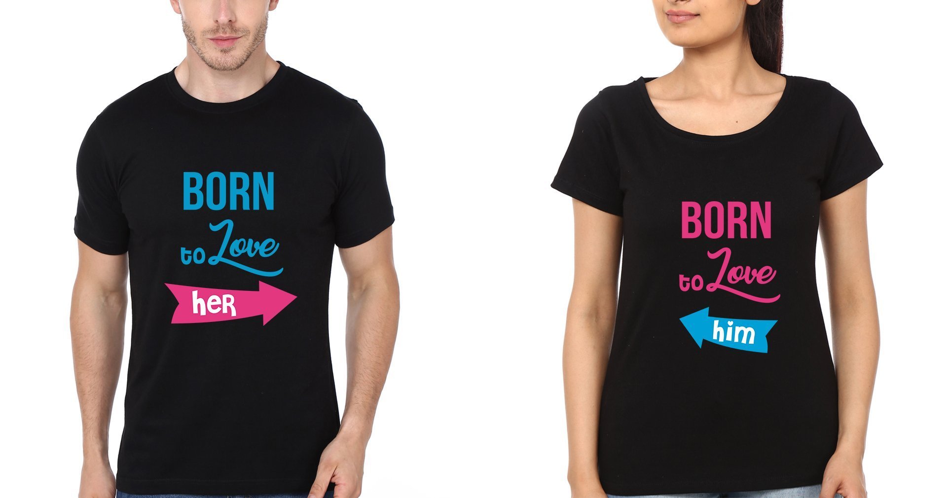 Born to love Couple Half Sleeves T-Shirts -FunkyTradition - FunkyTradition