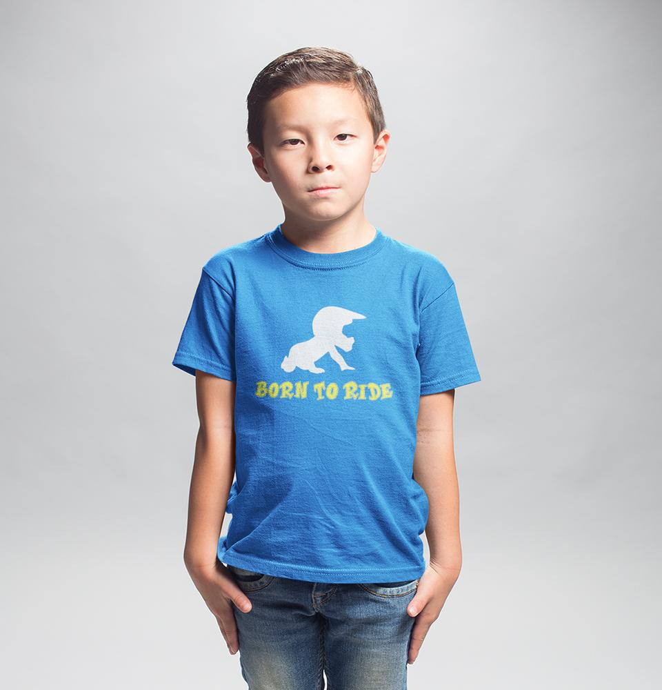 Born To Ride Half Sleeves T-Shirt for Boy-FunkyTradition - FunkyTradition