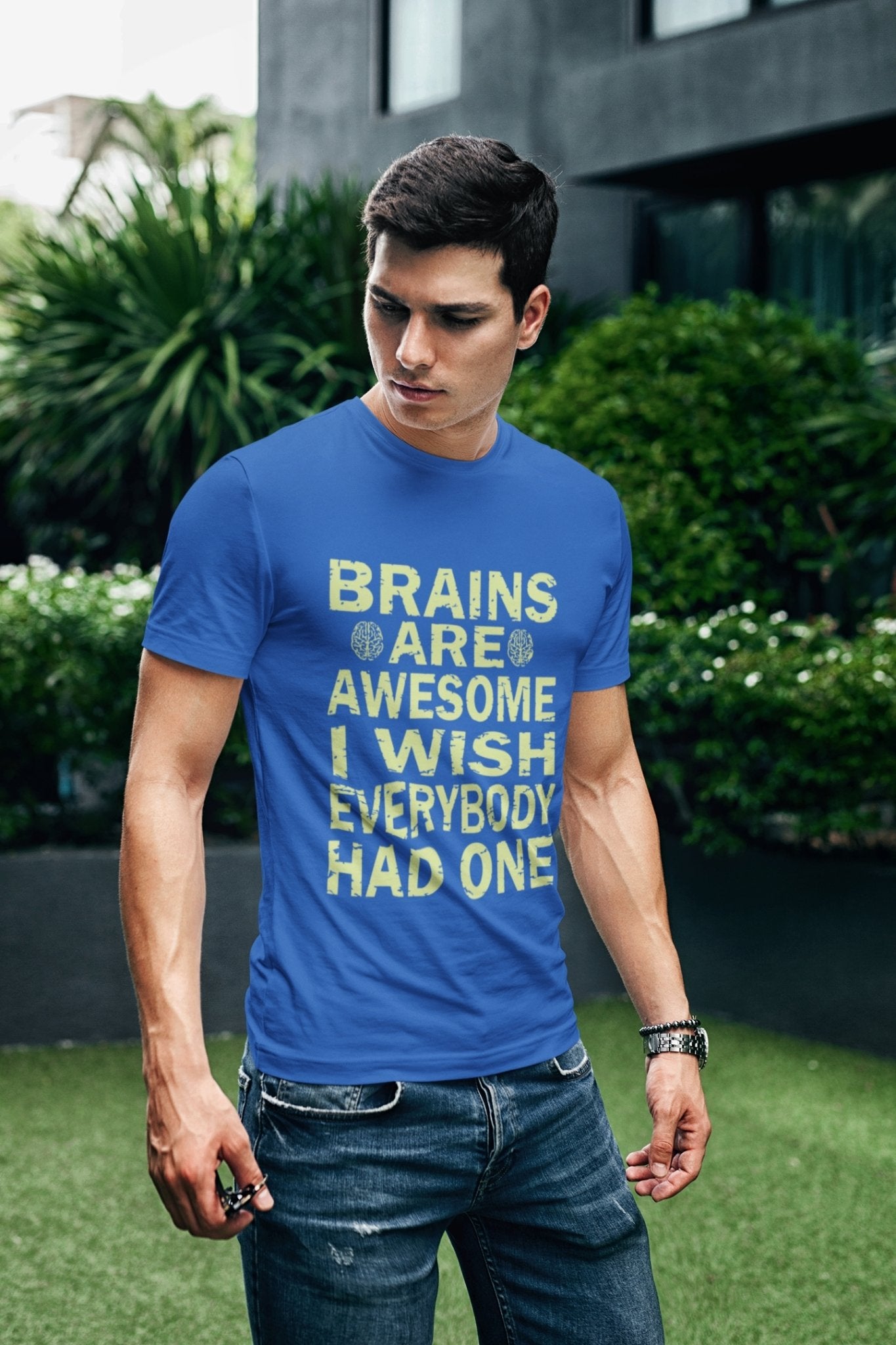 Brains Are Awesome I Wish Everybody Had One Mens Half Sleeves T-shirt- FunkyTradition - Funky Tees Club