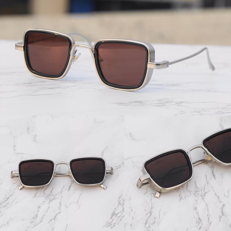 Brown and Silver Retro Square Sunglasses For Men And Women-FunkyTradition - FunkyTradition