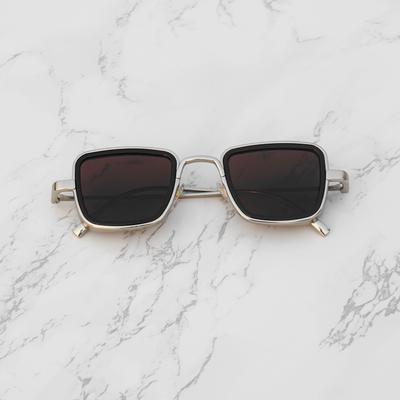 Brown And Silver Retro Square Sunglasses For Men And Women-FunkyTradition - FunkyTradition