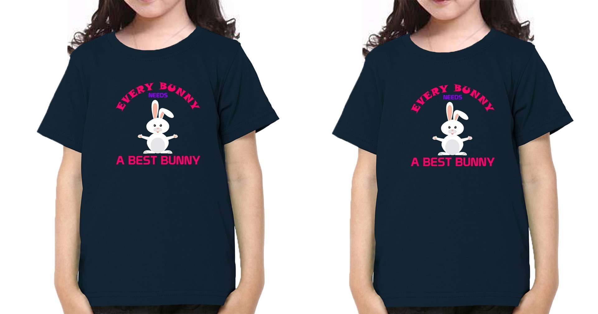 Bunny Sister-Sister Kids Half Sleeves T-Shirts -FunkyTradition - FunkyTradition