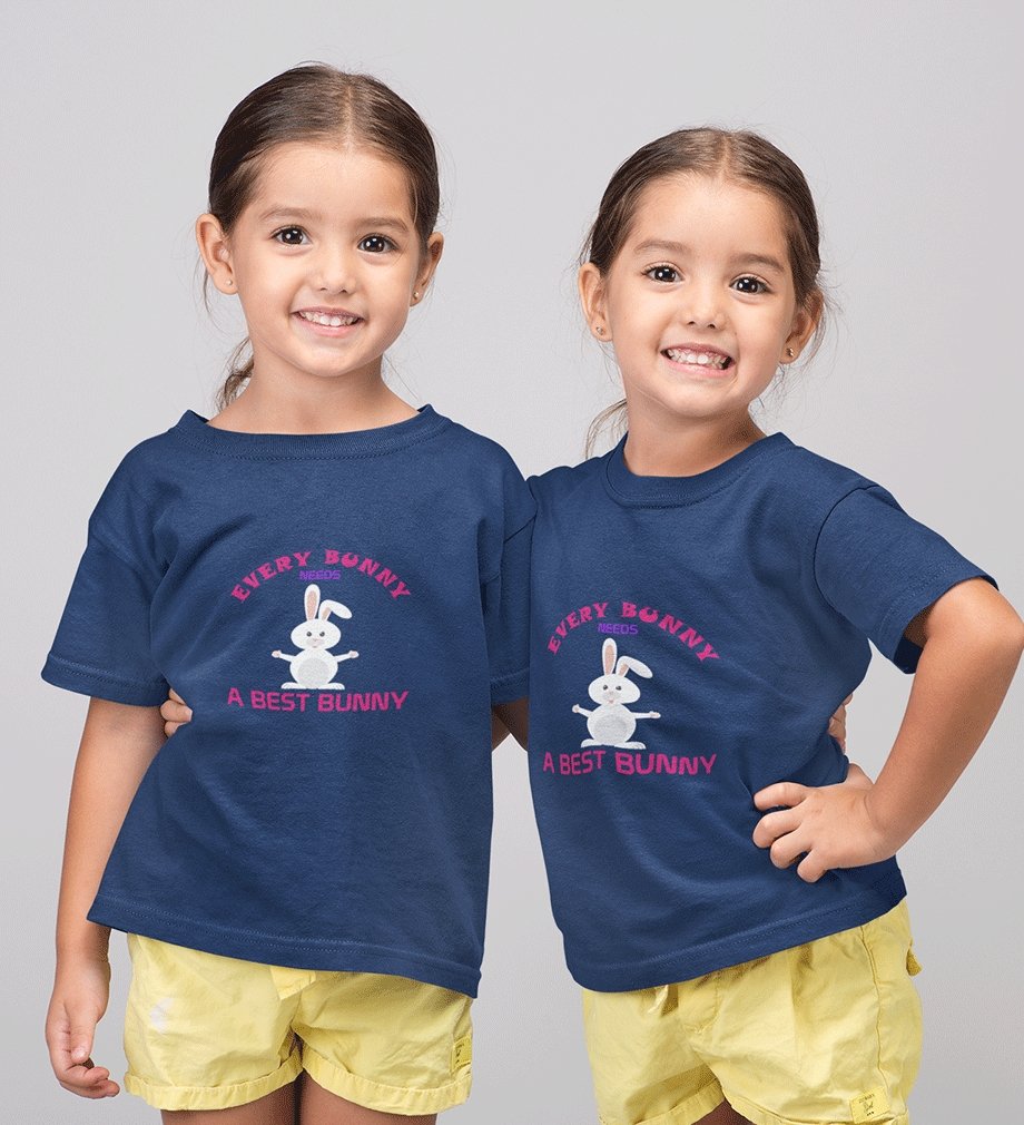 Bunny Sister-Sister Kids Half Sleeves T-Shirts -FunkyTradition - FunkyTradition
