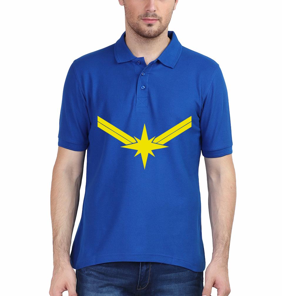 Captain Marvel Logo Half Sleeves Polo T-shirt For Men -FunkyTradition - FunkyTradition