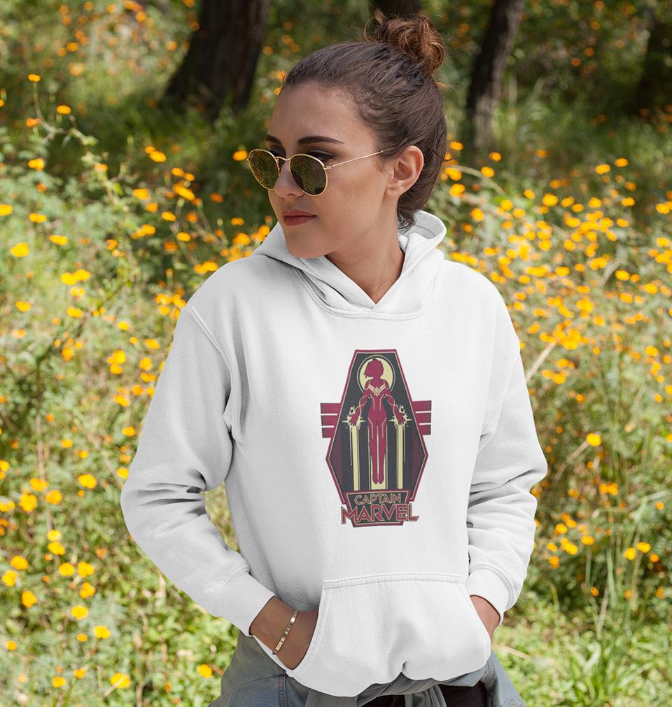 Captain Marvel Logo Hoodies for Women-FunkyTradition - FunkyTradition