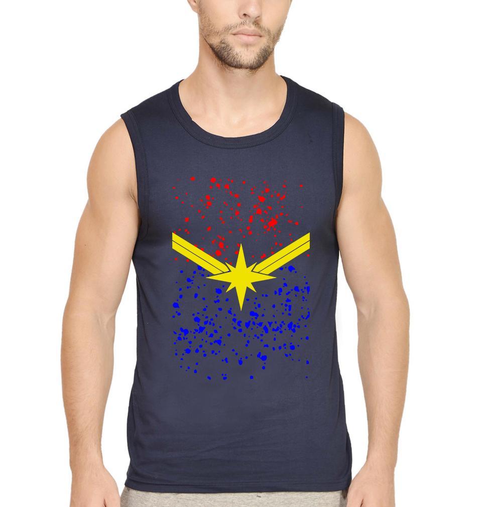 Captain Marvel Logo Men Sleeveless T-Shirts-FunkyTradition - FunkyTradition
