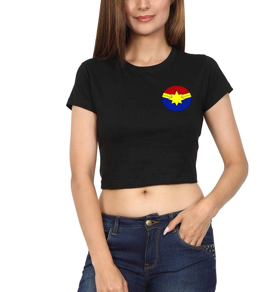 Captain Marvel Logo Womens Crop Top-FunkyTradition - FunkyTradition