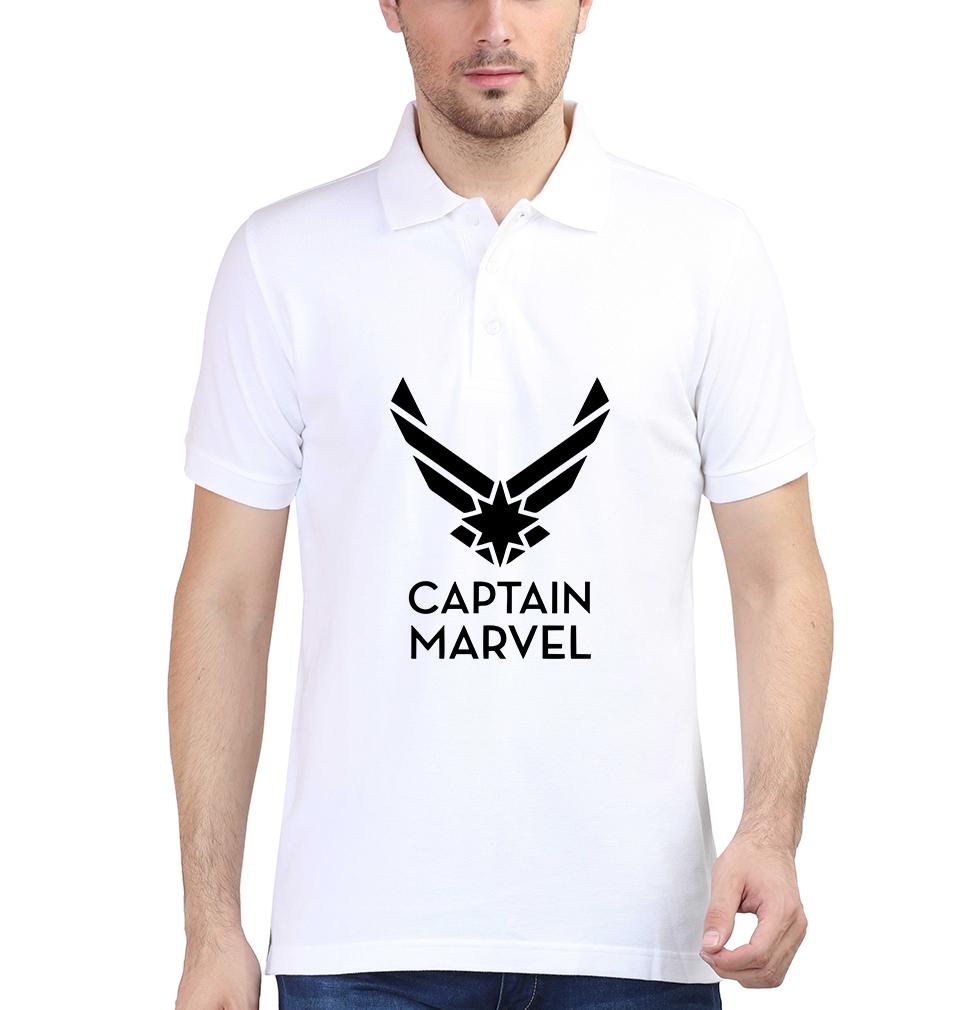 Captain Marvel Superhero Half Sleeves Polo T-shirt For Men -FunkyTradition - FunkyTradition