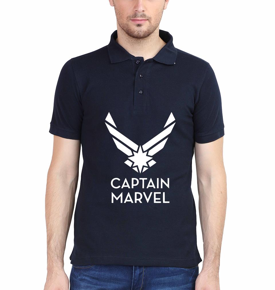 Captain Marvel Superhero Half Sleeves Polo T-shirt For Men -FunkyTradition - FunkyTradition