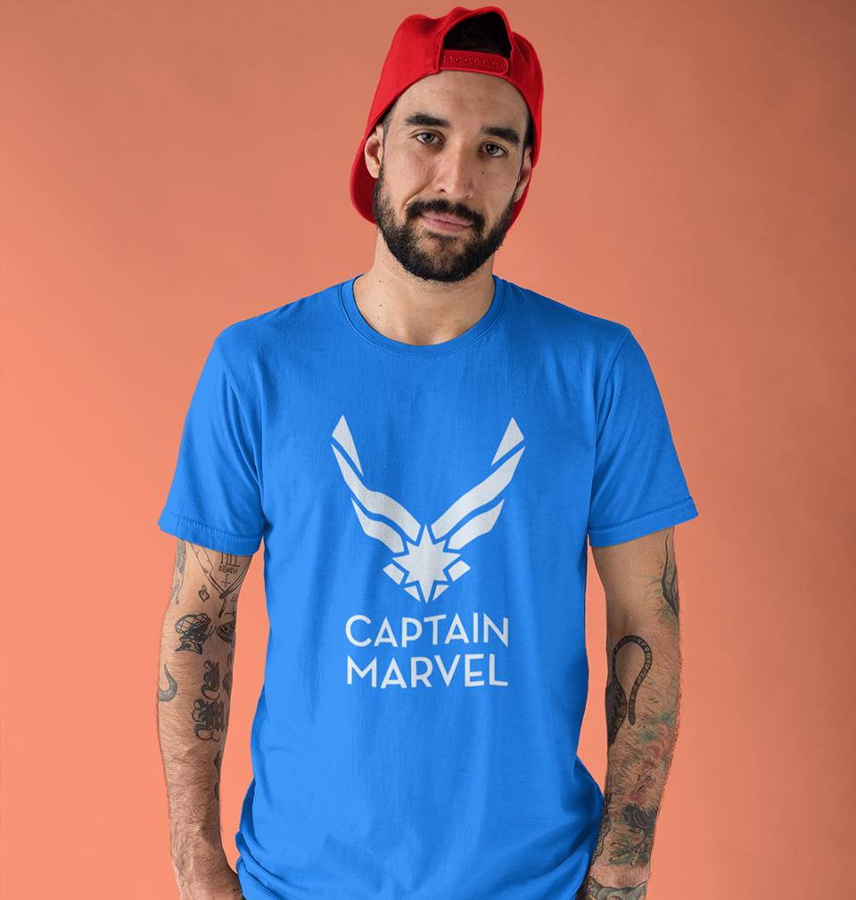 Captain Marvel Superhero Half Sleeves T-Shirt For Men-FunkyTradition - FunkyTradition