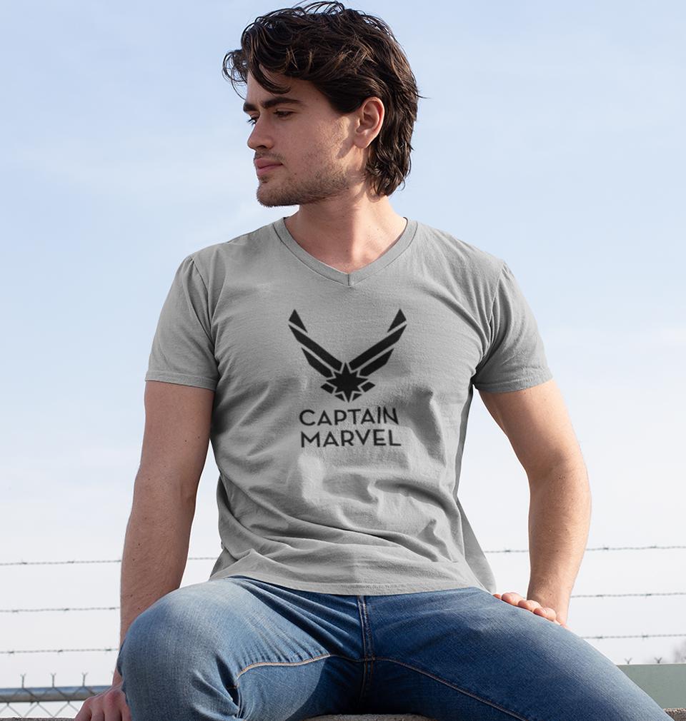 Captain Marvel Superhero V-Neck Half Sleeves T-shirt For Men-FunkyTradition - FunkyTradition