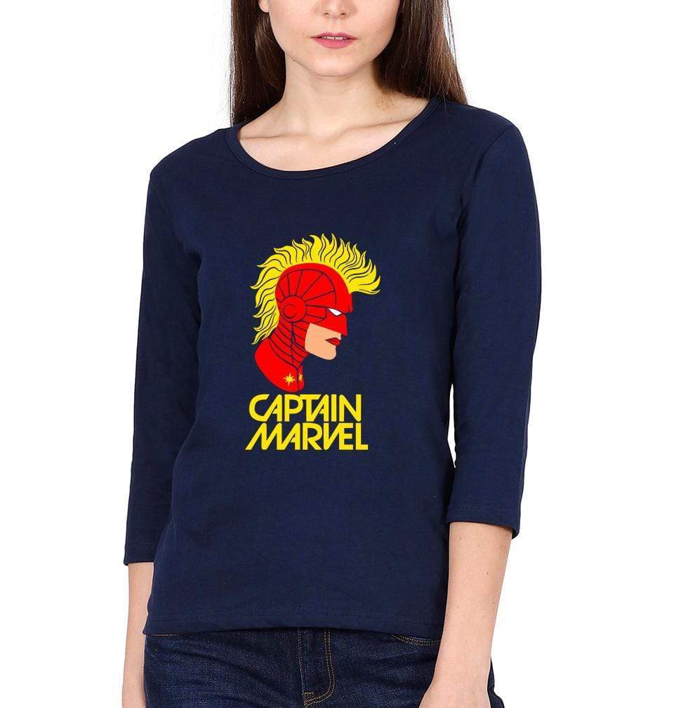 Captain Marvel Womens Full Sleeves T-Shirts-FunkyTradition - FunkyTradition