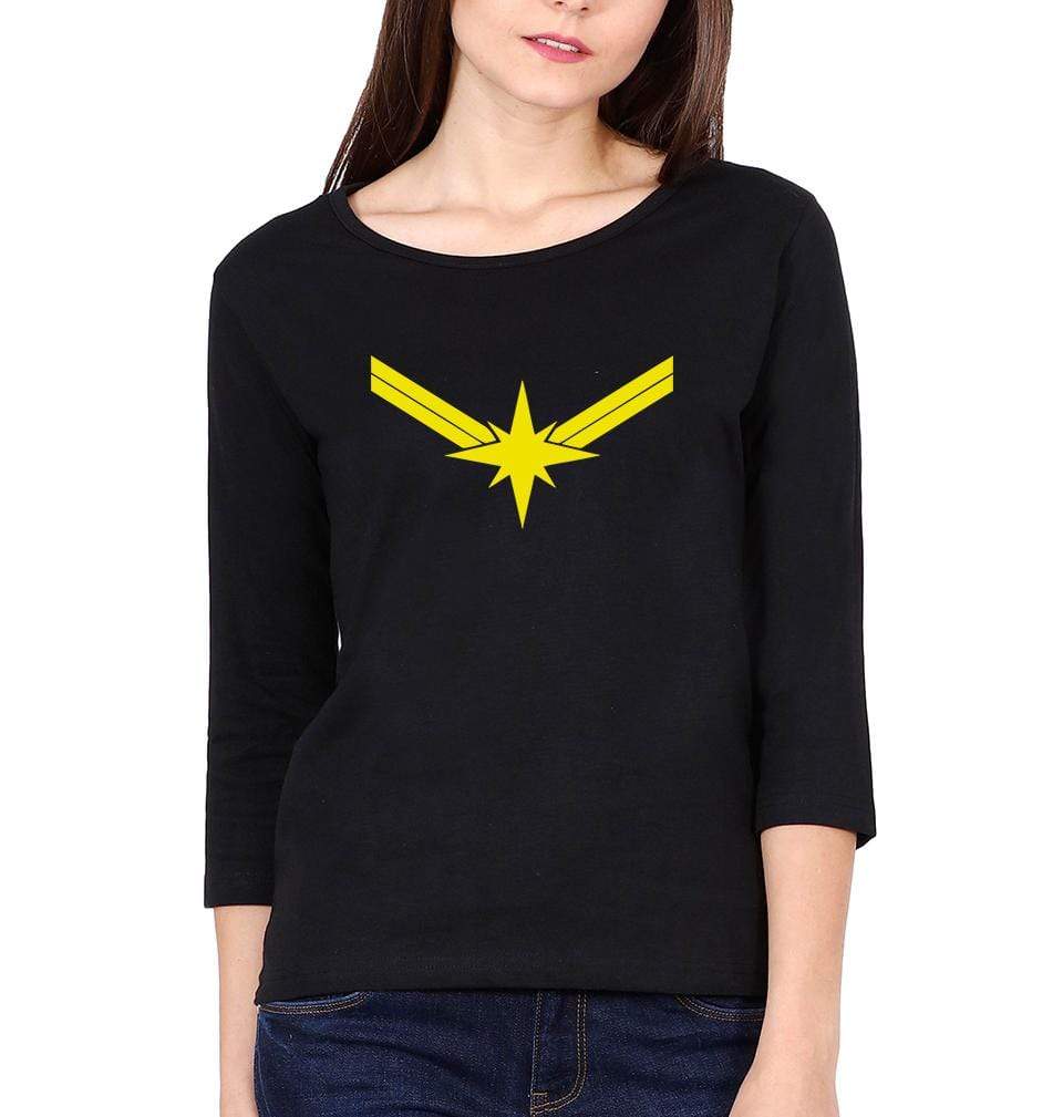 Captain Marvel Womens Full Sleeves T-Shirts-FunkyTradition - FunkyTradition