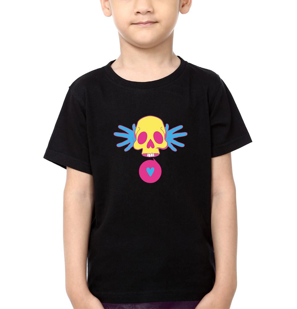 Cartoon Skull Half Sleeves T-Shirt for Boy-FunkyTradition - FunkyTradition