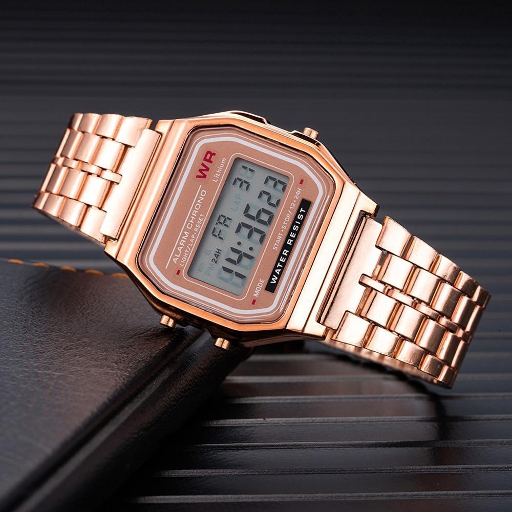 Classic Stainless Steel Square Digital Watch For Men And Women-FunkyTradition - FunkyTradition