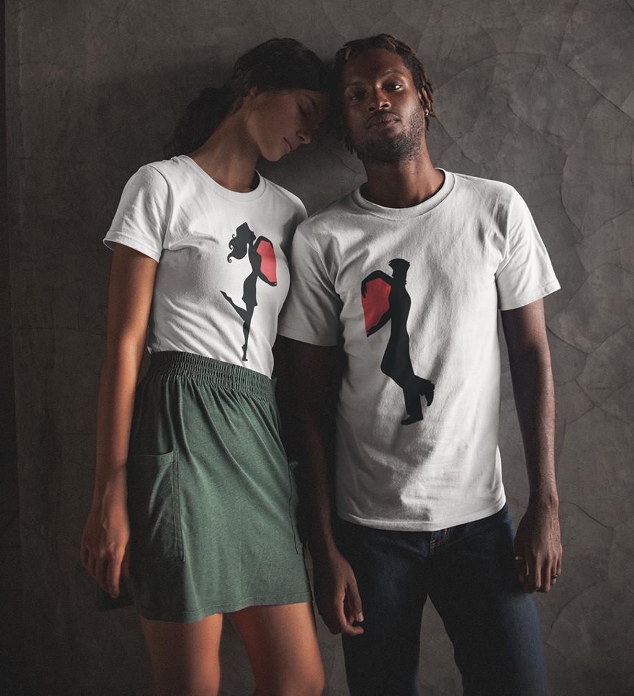 Couple Making Heart Couple Half Sleeves T-Shirts -FunkyTradition - FunkyTradition