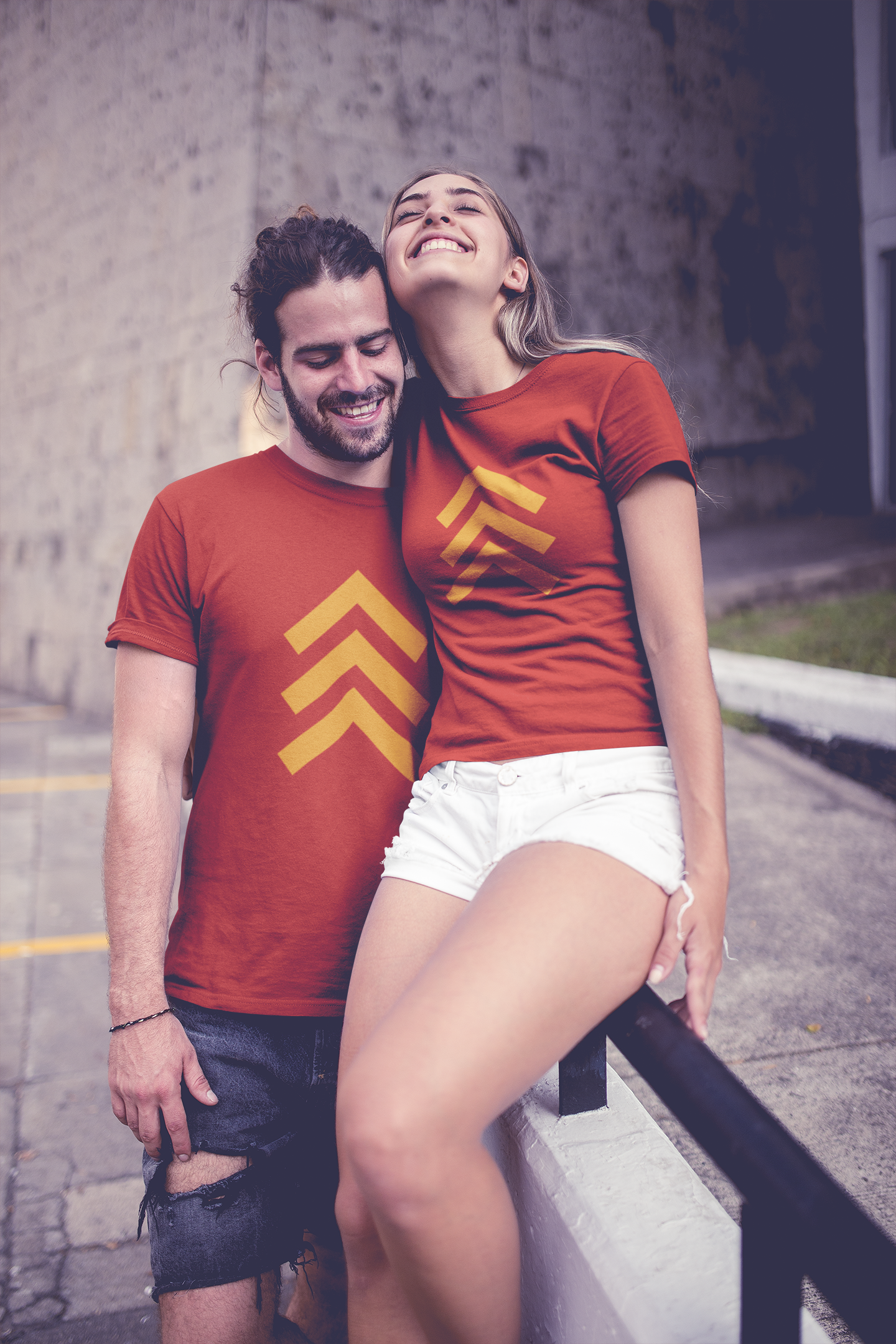 Up Above Couple Half Sleeves T-Shirts -FunkyTradition