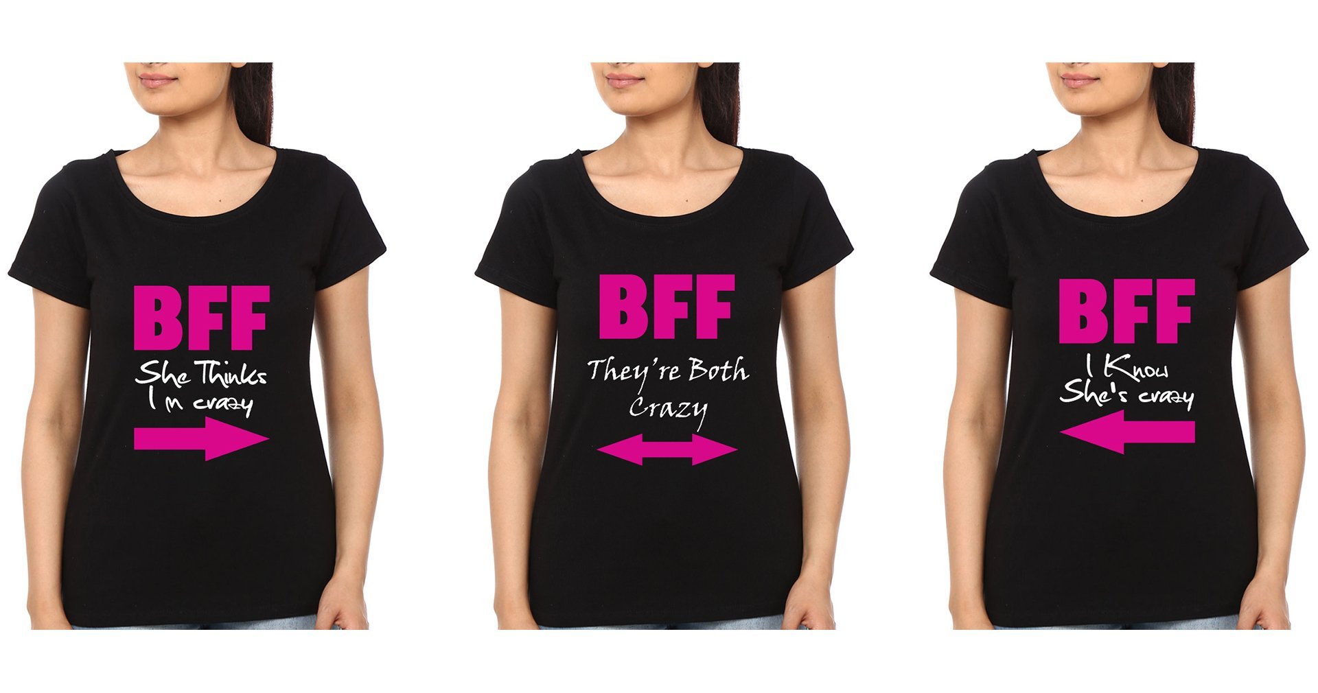 Crazy BFF Half Sleeves T-Shirts-FunkyTradition - FunkyTradition