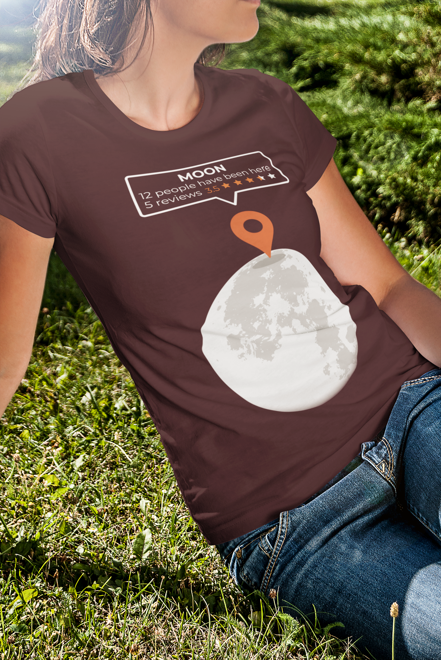 Moon Location Women Half Sleeves T-Shirt- FunkyTradition